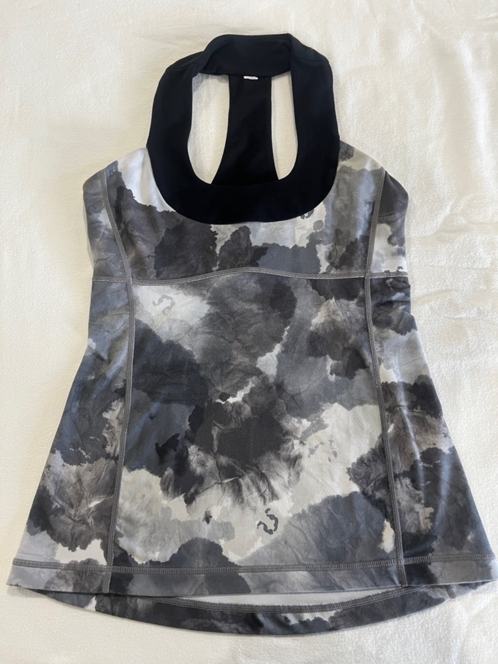 lululemon athletica Black and Gray Watercolor Halter Tank